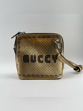 GUCCI SEGA Dome Crossbody Bag Gold Tan